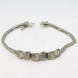 Sterling Silver Baguette Cut Crystal Set Dress Bracelet Vintage c1970