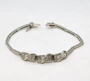 Sterling Silver Baguette Cut Crystal Set Dress Bracelet Vintage c1970