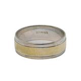 9ct Yellow Gold & Sterling Silver Band Ring Vintage Sheffield c1990s