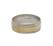 9ct Yellow Gold & Sterling Silver Band Ring Vintage Sheffield c1990s