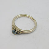 Sterling Silver Blue Topaz & White Sapphire Band Ring Vintage c1980 Size L 1/2