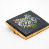 19th Century Gold & Gilt Mounted Floral Micro Mosaic Brooch Antique 1880s AF