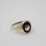 Sterling Silver Black Onyx Agate Studio Signet Band Ring Vintage c1970 Size W