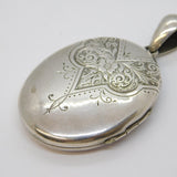 Victorian Sterling Silver Floral Pattern Sweetheart Locket Antique c1880s