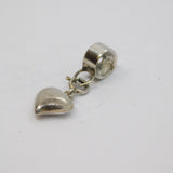 Sterling Silver Puffy Heart Drop Charm Pendant Vintage c1970