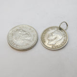 Sterling Silver George VI Threepence Coin Charm Pendant Antique 1937