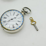 Early-Victorian Sterling Silver Open-Face Pocket Watch Antique 1840 Birmingham