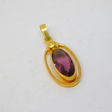 20th Century Amerikana Gold Plated Amethyst Set Drop Pendant Vintage