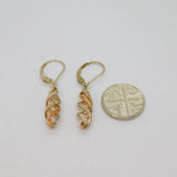 Pair of Sterling Silver Two-Tone Spinel Set Twist Drop Earrings Vintage c1970