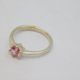 Sterling Silver Pink Topaz Solitaire Dress Ring Vintage c1970 Size K