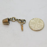 Sterling Silver Thimble & Scissors Sewing Interest Charm Pendant Vintage c1970s