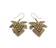 Pair of Sterling Silver Vine Leaf & Grapes Studio Drop Earrings Modern c1994