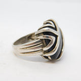 Sterling Silver & Onyx Set Abstract Style Dress Ring Vintage Birmingham