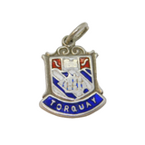 Sterling Silver Enamel Shield Torquay Souvenir Charm Pendant Vintage c1970