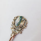 Swiss 830 Silver & Enamel Vevey & Chillon Souvenir Spoon Antique c1930 Art Deco