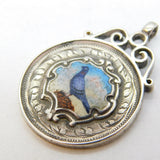 Sterling Silver & Enamel Racing Pigeon Fob Medal Antique 1923 Birmingham