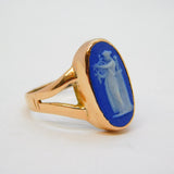 Victorian 9ct Rose Gold Wedgwood Cameo Dress Ring Antique c1850s