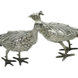 20th Century Spanish Pair of Sterling Silver Pheasants Antique c1920s Art Deco