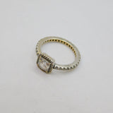Sterling Silver CZ Square Front Dress Band Ring Contemporary c2010 Size J 1/2