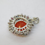 Sterling Silver, Agate, Sapphire & Ruby Floral Pendant Vintage c1990s