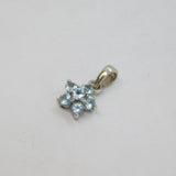 Sterling Silver Light Blue Topaz Simplistic Flower Charm Pendant Vintage c1970s