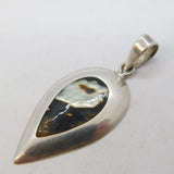 Sterling Silver Abalone Shell Set Drop Charm Pendant Vintage c1970s