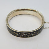 19th Century German Sterling Silver & Black Enamel Mourning Bangle Antique