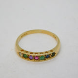 9ct Gold 'Dearest' Stone Set Acrostic Dress Ring Vintage 1985 London