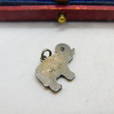 TLM Sterling Silver Black Enamel Good Luck Trunk Up Elephant Charm Antique