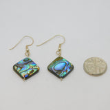 Pair of Sterling Silver Abalone Shell Bead Handmade Drop Earrings Vintage c1970