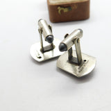 Pair of Siam Sterling Silver Niello Enamel Dancing Goddess Cufflinks c1920
