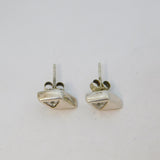 Pair of Sterling Silver Spinel Set Diamond Shape Stud Earrings Vintage c1970