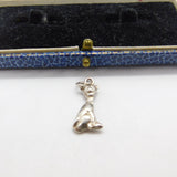 Sterling Silver Siamese Cat Charm Pendant Vintage c1970