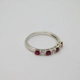 Sterling Silver Ruby & White Topaz Half Eternity Ring Modern c1990 Size P 1/2