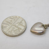 Sterling Silver Puffy Heart Charm Pendant Vintage c1970s