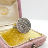 Edwardian Sterling Silver & Nepal 1/2 Mohar Coin Band Ring Antique c1905