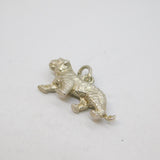 Sterling Silver Textured Tiger Charm Pendant Vintage c1970