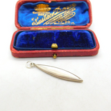 Sterling Silver & Mother Of Pearl Feathered Drop Pendant Vintage c1970