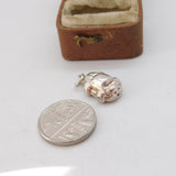 Sterling Silver Puffy Race Car Charm Pendant Vintage c1970