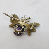 Austro-Hungarian Sterling Silver Gilt, Turquoise & Amethyst Bug Brooch Antique