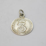 George III Sterling Silver Maundy Threepence Coin Charm Antique 1762