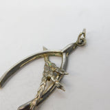 Sterling Silver Lucky Wishbone Charm Pendant Vintage c1970s