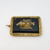 19th Century Yellow Metal Micro Mosaic Doves of Pliny Pendant AF Antique c1860
