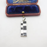 Sterling Silver Onyx & Pearl Set Drop Charm Pendant Vintage c1970