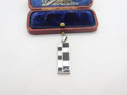 Sterling Silver Onyx & Pearl Set Drop Charm Pendant Vintage c1970