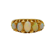 Edwardian 18ct Yellow Gold Graduated Opal Five-Stone Ring Antique Chester