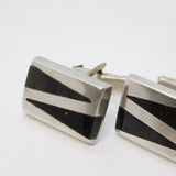 Pair of Sterling Silver Onyx Set Gents Cufflinks Vintage c1970 Mexican