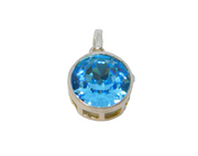 Sterling Silver Topaz Blue Crystal Round Drop Charm Pendant Vintage c1970
