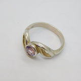 Sterling Silver Round Amethyst Swirly Front Dress Ring Vintage c1990 Size Q 1/2
