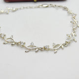 Sterling Silver Diamond Paste Set Wreath Leaf Form Bracelet Vintage c1980